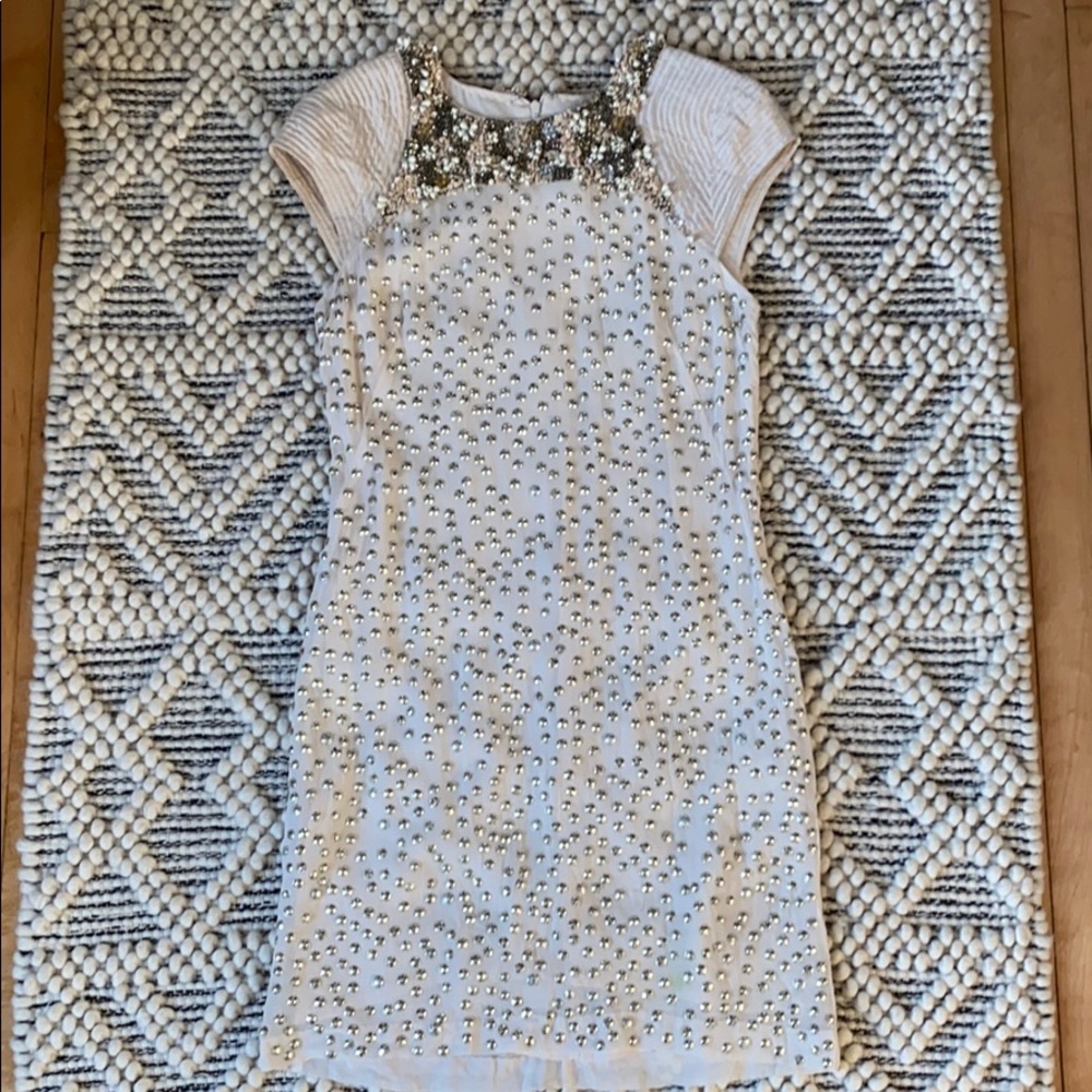 French Connection champagne jeweled dress